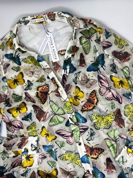 Alice + Olivia Eloise Boundless Butterfly Silk-Blend Blouse Medium NWT $330 - Picture 9 of 14